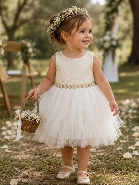 American Princess Ivory Party Dress with Gold Accents